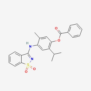 4-[(1,1-Dioxido-1,2-benzothiazol-3-yl)amino]-5-methyl-2-(propan-2-yl)phenyl benzoate