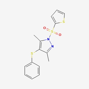 3,5-dimethyl-4-(phenylsulfanyl)-1-(thiophene-2-sulfonyl)-1H-pyrazole