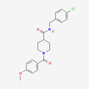 molecular formula C21H23ClN2O3 B3702834 N-[(4-chlorophenyl)methyl]-1-(4-methoxybenzoyl)piperidine-4-carboxamide 