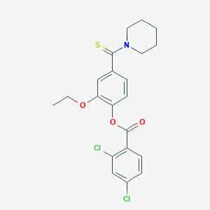 molecular formula C21H21Cl2NO3S B3702853 2-Ethoxy-4-(piperidin-1-ylcarbonothioyl)phenyl 2,4-dichlorobenzoate 