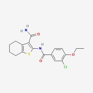 molecular formula C18H19ClN2O3S B3702857 2-{[(3-Chloro-4-ethoxyphenyl)carbonyl]amino}-4,5,6,7-tetrahydro-1-benzothiophene-3-carboxamide 