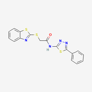 molecular formula C17H12N4OS3 B3702865 2-(1,3-benzothiazol-2-ylthio)-N-(5-phenyl-1,3,4-thiadiazol-2-yl)acetamide 