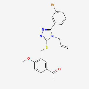 molecular formula C21H20BrN3O2S B3702887 1-[3-[[5-(3-bromophenyl)-4-prop-2-enyl-1,2,4-triazol-3-yl]sulfanylmethyl]-4-methoxyphenyl]ethanone 