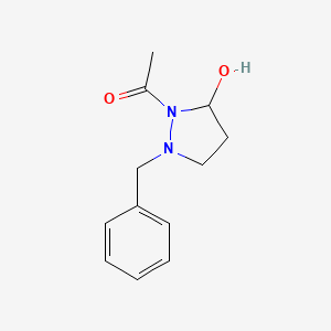 molecular formula C12H16N2O2 B3702895 1-(2-Benzyl-5-hydroxypyrazolidin-1-yl)ethanone 