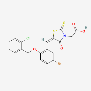 2-[(5E)-5-({5-BROMO-2-[(2-CHLOROPHENYL)METHOXY]PHENYL}METHYLIDENE)-4-OXO-2-SULFANYLIDENE-1,3-THIAZOLIDIN-3-YL]ACETIC ACID