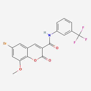 molecular formula C18H11BrF3NO4 B3702968 6-bromo-8-methoxy-2-oxo-N-[3-(trifluoromethyl)phenyl]chromene-3-carboxamide 