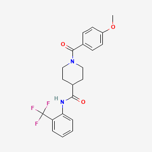 1-(4-methoxybenzoyl)-N-[2-(trifluoromethyl)phenyl]piperidine-4-carboxamide