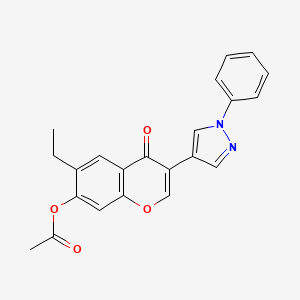 molecular formula C22H18N2O4 B3703010 6-ethyl-4-oxo-3-(1-phenyl-1H-pyrazol-4-yl)-4H-chromen-7-yl acetate 