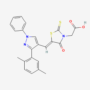 2-[(5Z)-5-{[3-(2,5-DIMETHYLPHENYL)-1-PHENYL-1H-PYRAZOL-4-YL]METHYLIDENE}-4-OXO-2-SULFANYLIDENE-1,3-THIAZOLIDIN-3-YL]ACETIC ACID