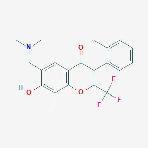 molecular formula C21H20F3NO3 B3703012 6-[(dimethylamino)methyl]-7-hydroxy-8-methyl-3-(2-methylphenyl)-2-(trifluoromethyl)-4H-chromen-4-one 