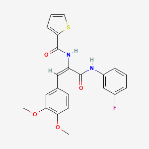 N-[(E)-1-(3,4-dimethoxyphenyl)-3-(3-fluoroanilino)-3-oxoprop-1-en-2-yl]thiophene-2-carboxamide