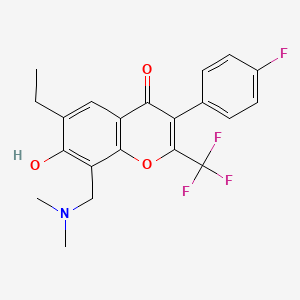 molecular formula C21H19F4NO3 B3703037 8-[(dimethylamino)methyl]-6-ethyl-3-(4-fluorophenyl)-7-hydroxy-2-(trifluoromethyl)-4H-chromen-4-one 