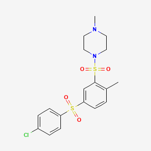 molecular formula C18H21ClN2O4S2 B3703065 1-({5-[(4-chlorophenyl)sulfonyl]-2-methylphenyl}sulfonyl)-4-methylpiperazine 