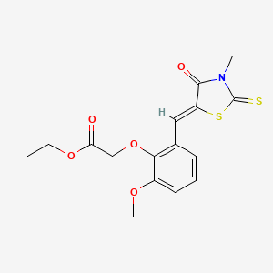 ethyl {2-methoxy-6-[(3-methyl-4-oxo-2-thioxo-1,3-thiazolidin-5-ylidene)methyl]phenoxy}acetate