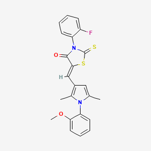 molecular formula C23H19FN2O2S2 B3703139 3-(2-fluorophenyl)-5-{[1-(2-methoxyphenyl)-2,5-dimethyl-1H-pyrrol-3-yl]methylene}-2-thioxo-1,3-thiazolidin-4-one 