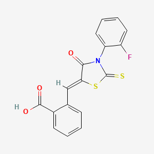 molecular formula C17H10FNO3S2 B3703146 2-{[3-(2-fluorophenyl)-4-oxo-2-thioxo-1,3-thiazolidin-5-ylidene]methyl}benzoic acid 