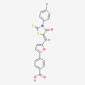 molecular formula C21H12FNO4S2 B3703149 4-(5-{(Z)-[3-(4-fluorophenyl)-4-oxo-2-thioxo-1,3-thiazolidin-5-ylidene]methyl}furan-2-yl)benzoic acid 