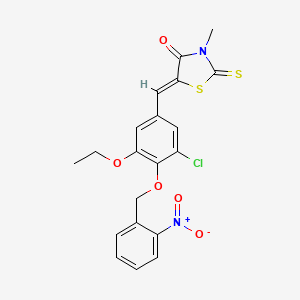 molecular formula C20H17ClN2O5S2 B3703153 5-{3-chloro-5-ethoxy-4-[(2-nitrobenzyl)oxy]benzylidene}-3-methyl-2-thioxo-1,3-thiazolidin-4-one 