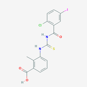 3-({[(2-Chloro-5-iodophenyl)carbonyl]carbamothioyl}amino)-2-methylbenzoic acid