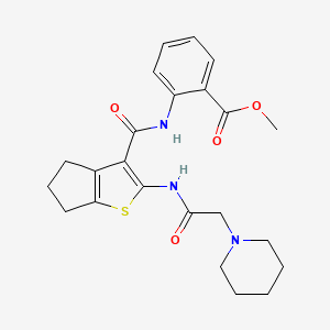 molecular formula C23H27N3O4S B3703191 methyl 2-[[2-[(2-piperidin-1-ylacetyl)amino]-5,6-dihydro-4H-cyclopenta[b]thiophene-3-carbonyl]amino]benzoate 