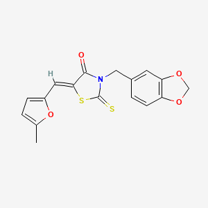 (5Z)-3-(1,3-benzodioxol-5-ylmethyl)-5-[(5-methylfuran-2-yl)methylidene]-2-thioxo-1,3-thiazolidin-4-one