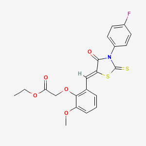 molecular formula C21H18FNO5S2 B3703231 ethyl (2-{[3-(4-fluorophenyl)-4-oxo-2-thioxo-1,3-thiazolidin-5-ylidene]methyl}-6-methoxyphenoxy)acetate 