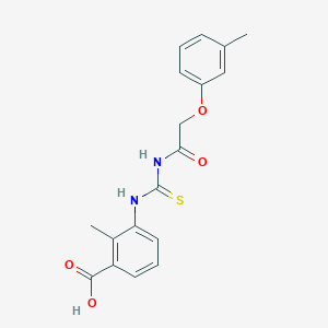 molecular formula C18H18N2O4S B3703260 2-Methyl-3-({[(3-methylphenoxy)acetyl]carbamothioyl}amino)benzoic acid 