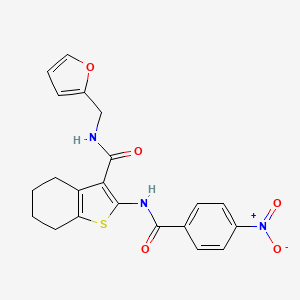 molecular formula C21H19N3O5S B3703273 N-(2-furylmethyl)-2-[(4-nitrobenzoyl)amino]-4,5,6,7-tetrahydro-1-benzothiophene-3-carboxamide 