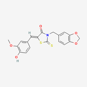 molecular formula C19H15NO5S2 B3703320 3-(1,3-benzodioxol-5-ylmethyl)-5-(4-hydroxy-3-methoxybenzylidene)-2-thioxo-1,3-thiazolidin-4-one 