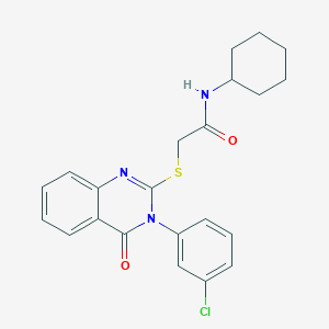 molecular formula C22H22ClN3O2S B3703376 2-[3-(3-chlorophenyl)-4-oxoquinazolin-2-yl]sulfanyl-N-cyclohexylacetamide 