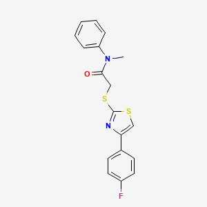 molecular formula C18H15FN2OS2 B3703387 2-[[4-(4-fluorophenyl)-1,3-thiazol-2-yl]sulfanyl]-N-methyl-N-phenylacetamide 