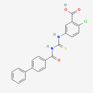 molecular formula C21H15ClN2O3S B3703411 5-({[(4-biphenylylcarbonyl)amino]carbonothioyl}amino)-2-chlorobenzoic acid 