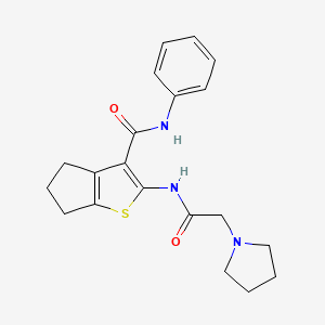 molecular formula C20H23N3O2S B3703457 N-phenyl-2-[(1-pyrrolidinylacetyl)amino]-5,6-dihydro-4H-cyclopenta[b]thiophene-3-carboxamide 