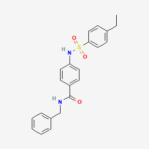 molecular formula C22H22N2O3S B3703497 N-benzyl-4-{[(4-ethylphenyl)sulfonyl]amino}benzamide 