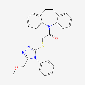 molecular formula C26H24N4O2S B3703534 5-({[5-(methoxymethyl)-4-phenyl-4H-1,2,4-triazol-3-yl]thio}acetyl)-10,11-dihydro-5H-dibenzo[b,f]azepine 