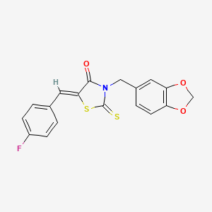 molecular formula C18H12FNO3S2 B3703566 3-(1,3-benzodioxol-5-ylmethyl)-5-(4-fluorobenzylidene)-2-thioxo-1,3-thiazolidin-4-one 