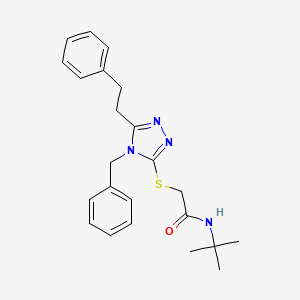 molecular formula C23H28N4OS B3703616 2-{[4-benzyl-5-(2-phenylethyl)-4H-1,2,4-triazol-3-yl]thio}-N-(tert-butyl)acetamide 