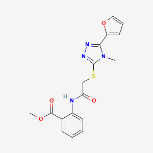 molecular formula C17H16N4O4S B3703725 Methyl 2-[[2-[[5-(furan-2-yl)-4-methyl-1,2,4-triazol-3-yl]sulfanyl]acetyl]amino]benzoate 