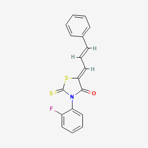 (5Z)-3-(2-fluorophenyl)-5-[(E)-3-phenylprop-2-enylidene]-2-sulfanylidene-1,3-thiazolidin-4-one