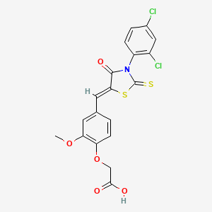 molecular formula C19H13Cl2NO5S2 B3703796 (4-{[3-(2,4-dichlorophenyl)-4-oxo-2-thioxo-1,3-thiazolidin-5-ylidene]methyl}-2-methoxyphenoxy)acetic acid 