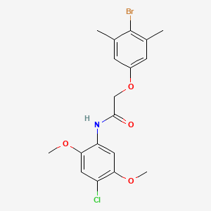 molecular formula C18H19BrClNO4 B3703842 2-(4-bromo-3,5-dimethylphenoxy)-N-(4-chloro-2,5-dimethoxyphenyl)acetamide 