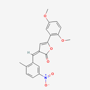 molecular formula C20H17NO6 B3703937 (3Z)-5-(2,5-Dimethoxyphenyl)-3-[(2-methyl-5-nitrophenyl)methylidene]-2,3-dihydrofuran-2-one 