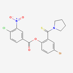 molecular formula C18H14BrClN2O4S B3703947 [4-Bromo-2-(pyrrolidine-1-carbothioyl)phenyl] 4-chloro-3-nitrobenzoate 