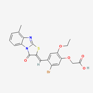 molecular formula C21H17BrN2O5S B3703965 {5-bromo-2-ethoxy-4-[(8-methyl-3-oxo[1,3]thiazolo[3,2-a]benzimidazol-2(3H)-ylidene)methyl]phenoxy}acetic acid 