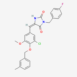 molecular formula C26H22ClFN2O4 B3704001 5-{3-chloro-5-methoxy-4-[(3-methylbenzyl)oxy]benzylidene}-3-(4-fluorobenzyl)-2,4-imidazolidinedione 