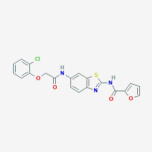molecular formula C20H14ClN3O4S B370406 N-(6-{[(2-chlorophenoxy)acetyl]amino}-1,3-benzothiazol-2-yl)furan-2-carboxamide CAS No. 921043-12-1