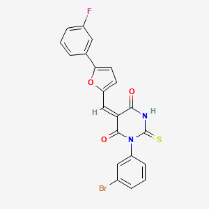 (5E)-1-(3-bromophenyl)-5-{[5-(3-fluorophenyl)furan-2-yl]methylidene}-2-thioxodihydropyrimidine-4,6(1H,5H)-dione