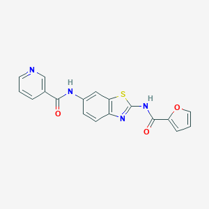 molecular formula C18H12N4O3S B370408 N-[2-(2-furoylamino)-1,3-benzothiazol-6-yl]nicotinamide CAS No. 916035-17-1