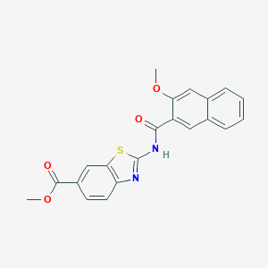 molecular formula C21H16N2O4S B370410 Methyl 2-[(3-methoxy-2-naphthoyl)amino]-1,3-benzothiazole-6-carboxylate CAS No. 888409-16-3
