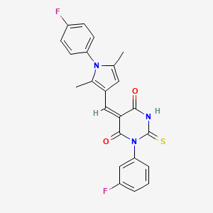 (5E)-1-(3-fluorophenyl)-5-{[1-(4-fluorophenyl)-2,5-dimethyl-1H-pyrrol-3-yl]methylidene}-2-thioxodihydropyrimidine-4,6(1H,5H)-dione